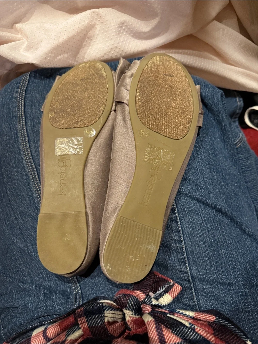 Kensie Girl Metallic Taupe Bow Flats